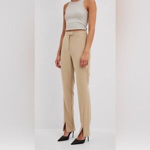 Slim fit slit hem trousers